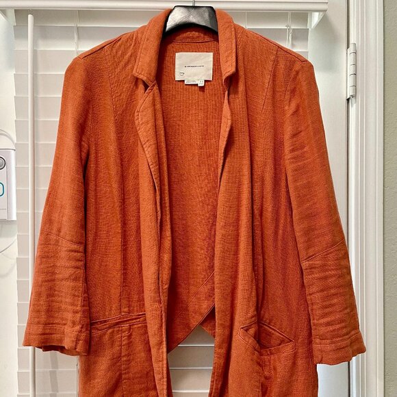 by Anthropologie Terra Cotta Washed Linen Blazer - Picture 1 of 3